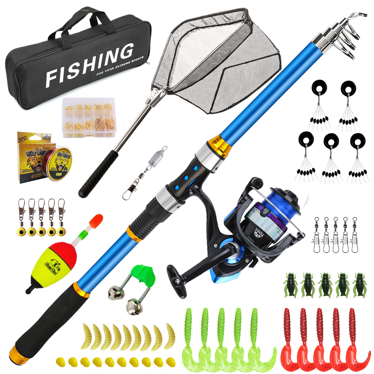 2.1-3.6M Telescopic Glass Fibe - Fishing Rod Combo review and price